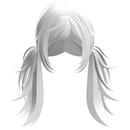 Messy Anime Girl Low Pigtails (White)