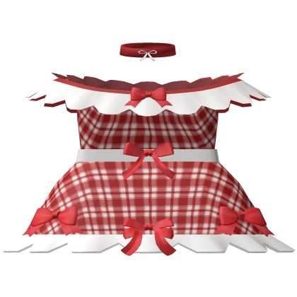 Red plaid igari floral cottage coquette cute dress