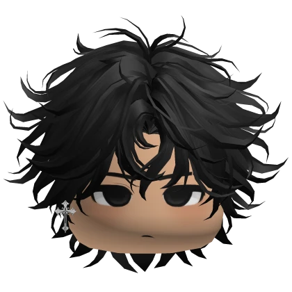 Black Messy Middle Part W/ Chibi Boy Face