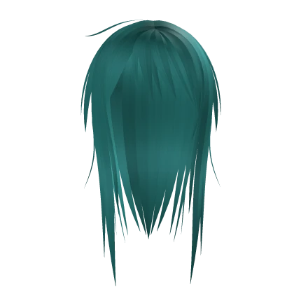 Teal Messy Layered Wispy Long Hair W Bangs