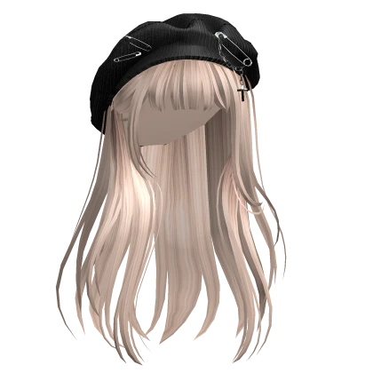 Platinum Blonde Straight Hair w/ Beret