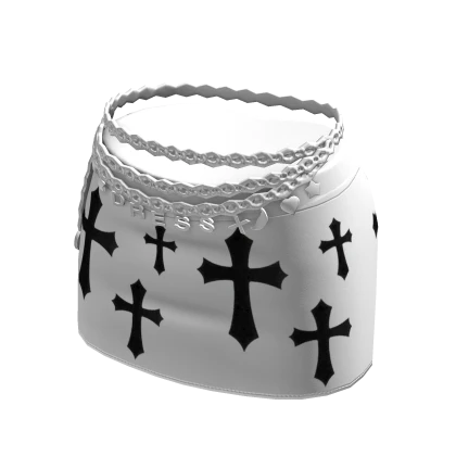 Halloween White Goth Mini Chain Cross Skirt