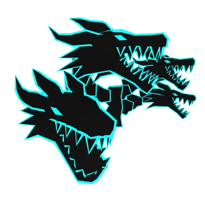 Cartoony Cyan Dragon Heads