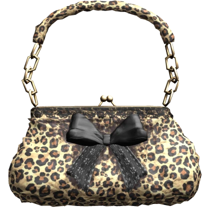 Adorable Leopard Fur Bag with Black Lace and Bow