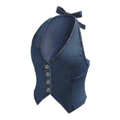 Denim Halter Neck Back Tie