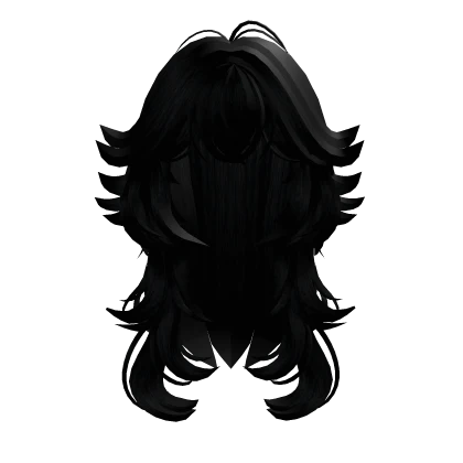 black wavy wolfcut hair