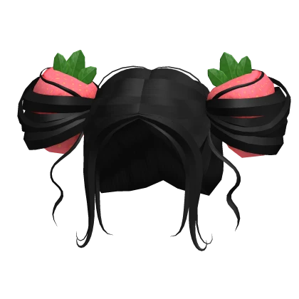 Kawaii Cute Black Twin Strawberry Buns Hair