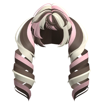 Cute Kawaii Swirly Doll Pigtails in Neapolitan