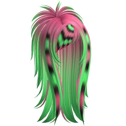Messy Scene Ponytail Hair in Pink Green