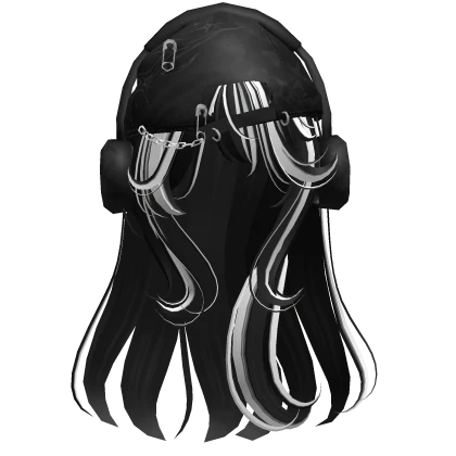 Messy Y2K Girl Anime Hair w/ a Cap (Black&White)