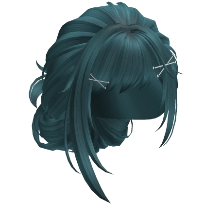 Messy Bun With Hair Clips (Dark Teal)