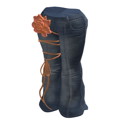 Orange Flower Denim Flare Pants (Model Girl Doll)