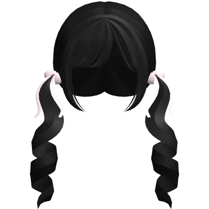 ♡ : black low dolly pigtails w/ pink bows