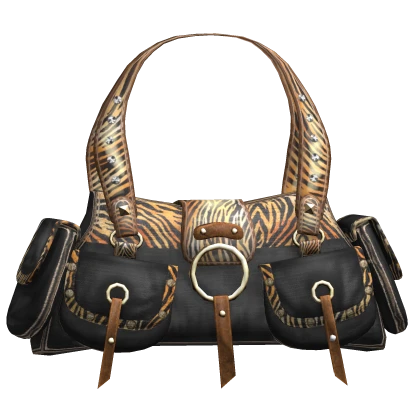 2000s McBling Tiger Print Designer Bag (Black)