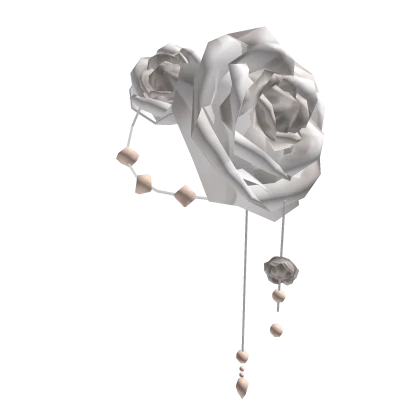Elegant Pearl Floral Rose Headpiece in White (L)