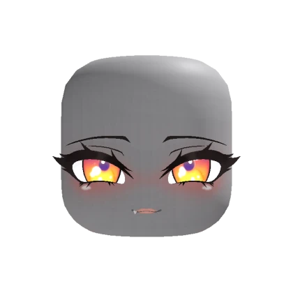 Chibi Blushin Cute Snaggle Tooth Cat Face - Orange