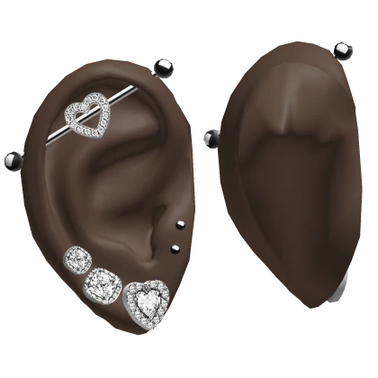 ๐ข๐ข | Ears With Diamond Heart Earrings Silver