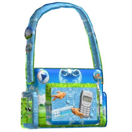 Frutiger aero eco bag with fishes🫧🌍🌿🐠🌐
