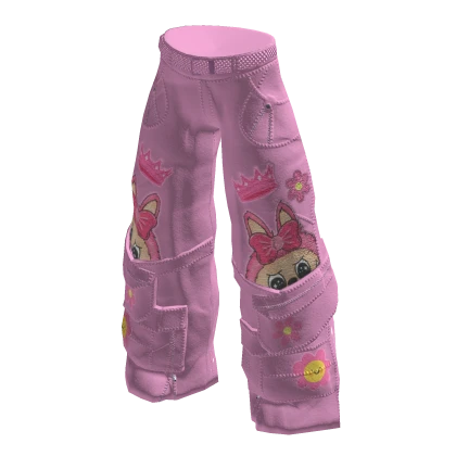 Jeans Besar Menarik Merah Muda - Labubu