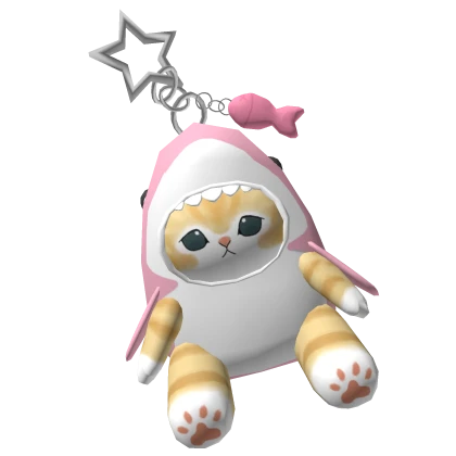 Pink Shark Cat Plush Keychain [CUTE]