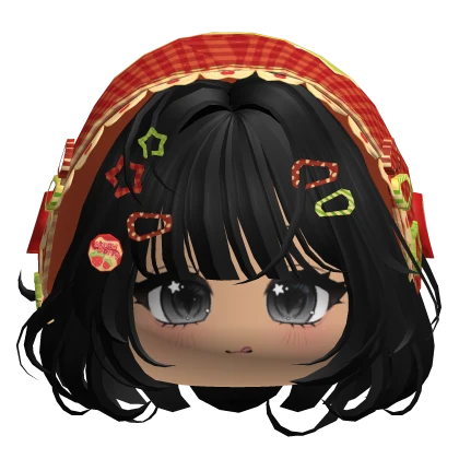 Black Igari Bob w/ Cute Face & Red Bonnet