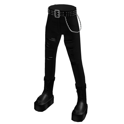 Goth Boots and Ripped Jeans and Belt