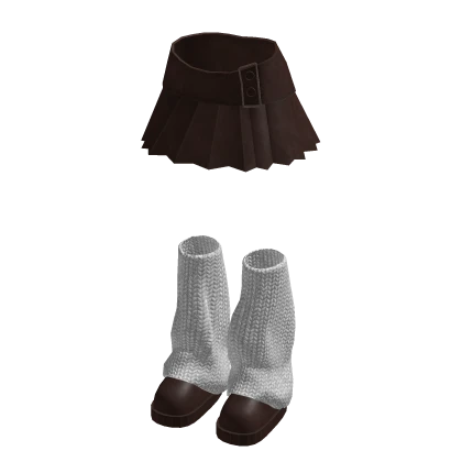 brown belted leather skirt + leg warmers & shoes 