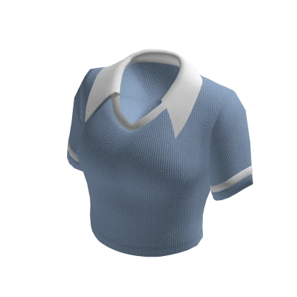 Collar Crop Tee Blue