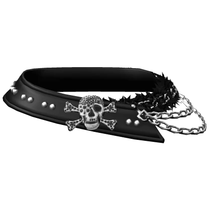 3.0 gothic spiked belt fur & skull - black