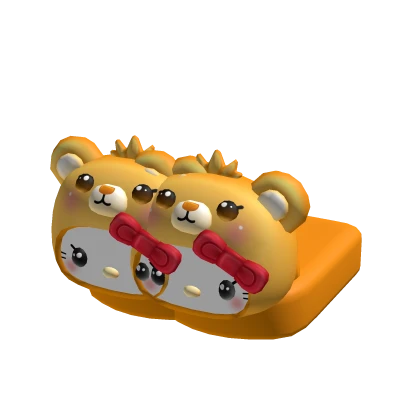 ꒰ cute orange love kitty bear slippers ♡꒱