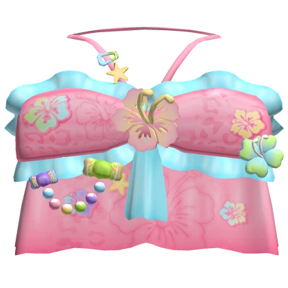 harajuku gyaru summer tropical leopard decora top