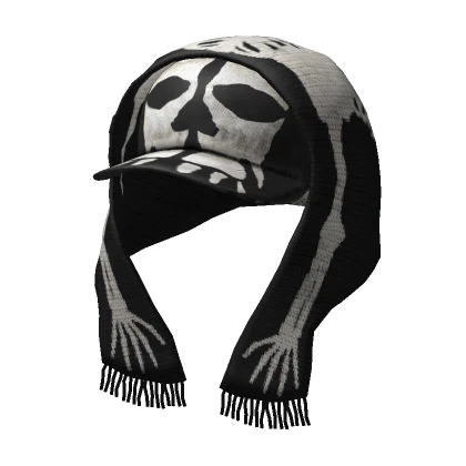 💀Y2K Spooky Scary Skeleton Scarf w Skull Hat💀