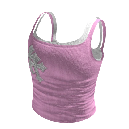 Pink Y2K Chrome Cross Double Top