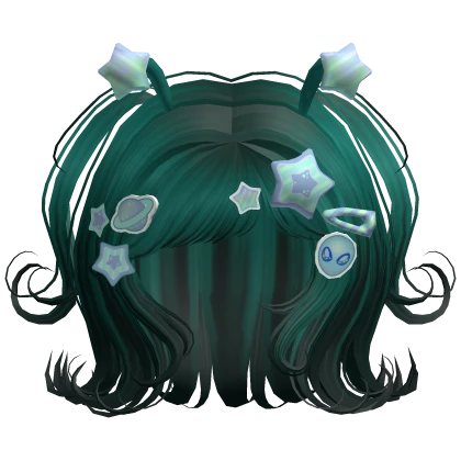 ♡ Space Alien Girl Hair w/ Charms (Dark Cyan)