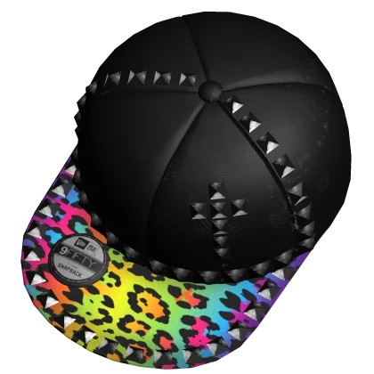 Studded Rainbow Leopard Scene Snapback