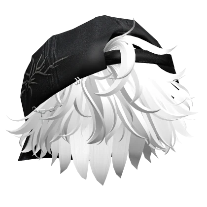 Messy Anime Boy Hair w/ Y2K Distressed Hat (White)