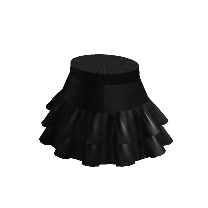 Leather Ruffle Mini Skirt Black