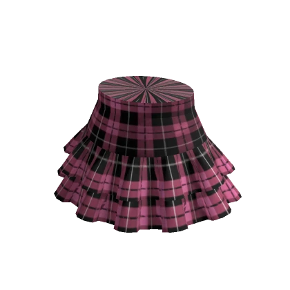 Black Pink Plaid Ruffle Mini Skirt