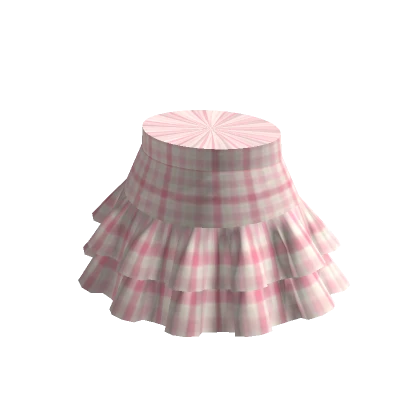 Pastel Pink Plaid Ruffle Mini Skirt