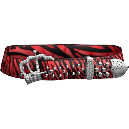 Y2k Rhinestone Mcbling Scene Red Zebra Belt 0.3