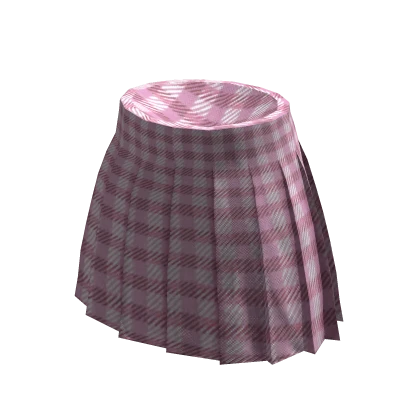 Pink Plaid Pleated Skirt