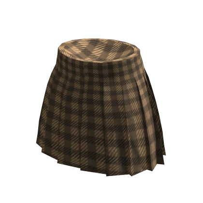 Brown Plaid Pleated Skirt