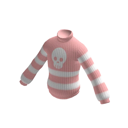 Cute Knitted Sweater with Skull (Pink)