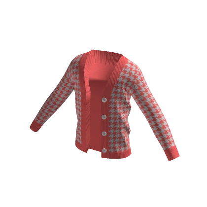 Red Houndstooth Cardigan