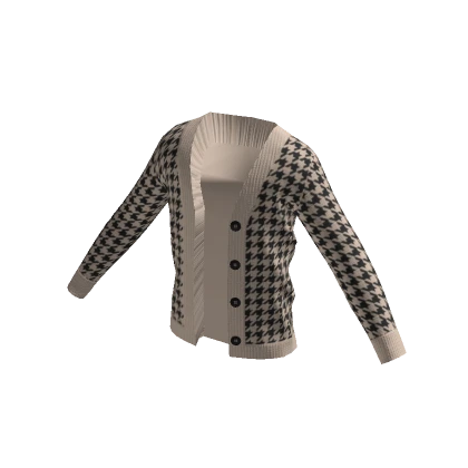 Beige Houndstooth Cardigan