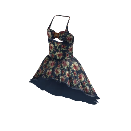 Highlow Halter Dress - Navy Floral