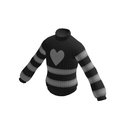 Cute Knitted Sweater with Heart (Black)