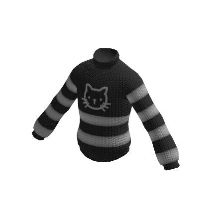 Cute Knitted Sweater with Kitty (Black)