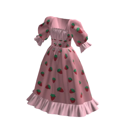 Dainty Cottage Strawberry Dress Pink