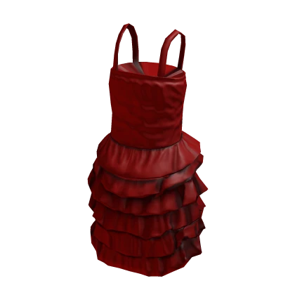 Long Dress with Ruffles Red